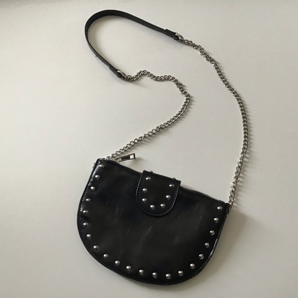 ZARA Studded Black Small Crossbody Chain Bag